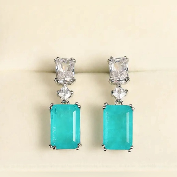 PARAIBA TOURMALINE STUD EARRINGS - Picture 2 of 3